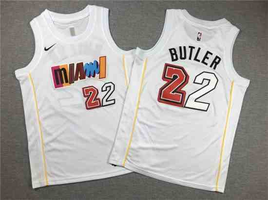 Youth Miami Heat #22 Jimmy Butler 2022-23 White City Edition Swingman Jersey