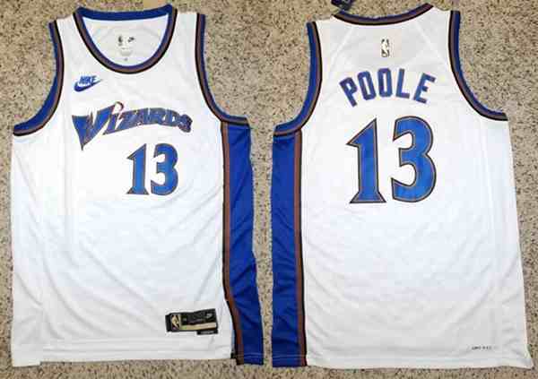 Men's Washington Wizards #13 Jordan Poole White Classic Stitched Jersey
