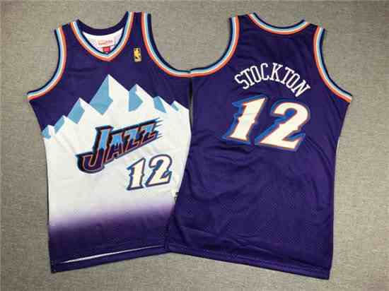 Youth Utah Jazz #12 John Stockton 1996-97 Purple Hardwood Classics Jersey