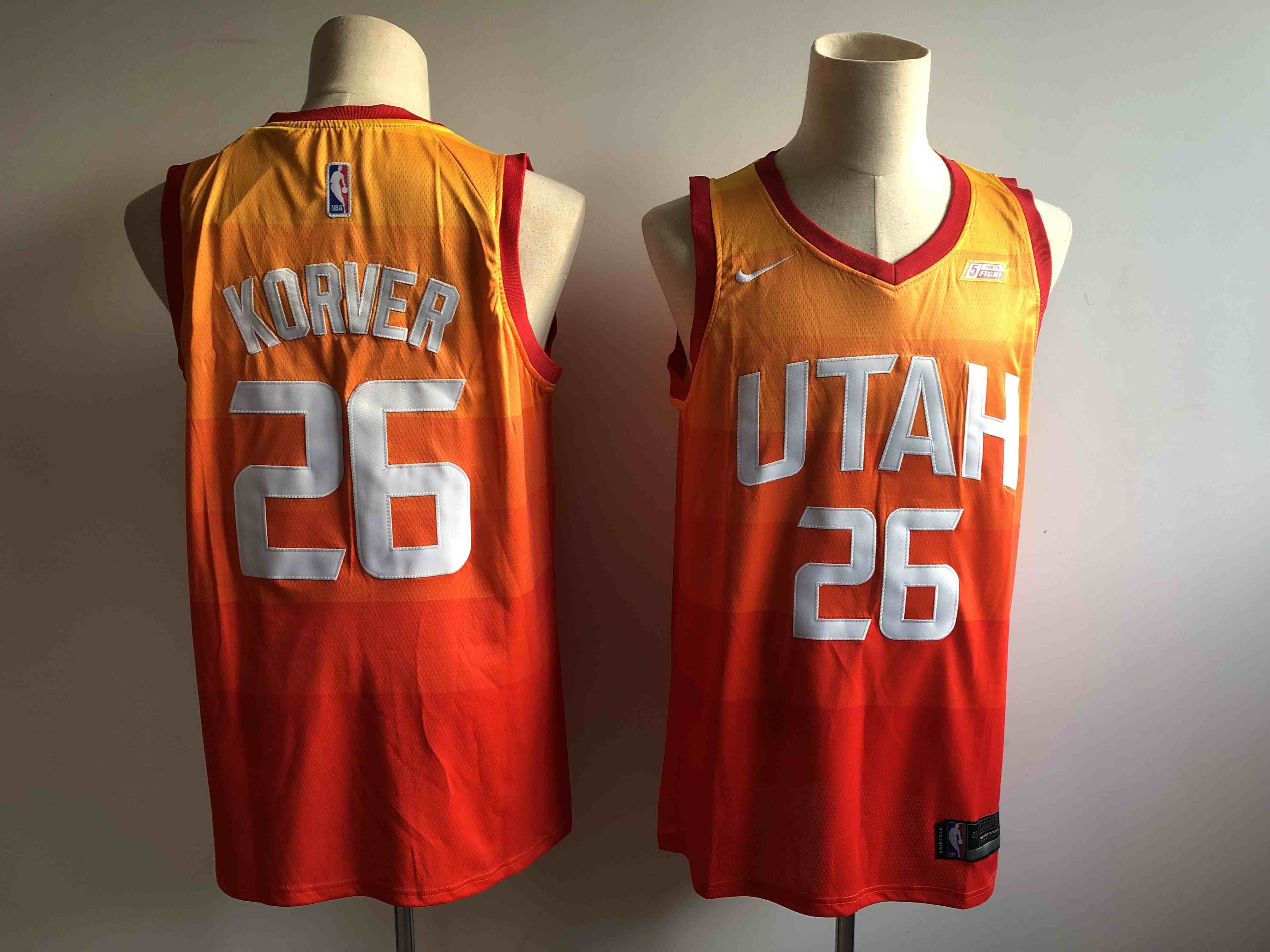 Men's Utah Jazz #26 Kyle Korver Orange 2018-19 City Edition Swingman Stitched NBA Jersey