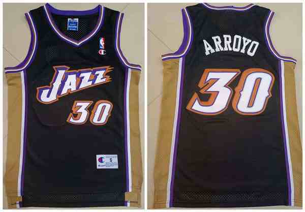 Men's Utah Jazz #30 Carlos Arroyo Black Stitched Basketball Jersey