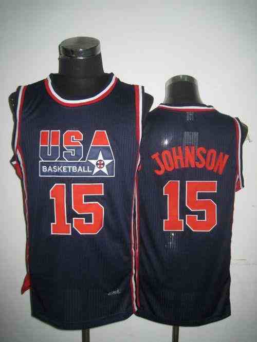 Team USA #15 Magic Johnson Dark Blue 2012 USA Basketball Retro Stitched NBA Jersey