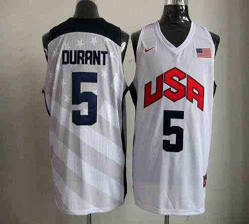 Nike 2012 Olympics Team USA #5 Kevin Durant White Stitched NBA Jersey