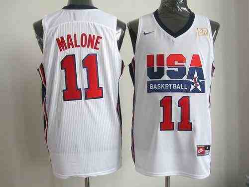 Nike Team USA #11 Karl Malone White 2012 USA Basketball Retro Stitched NBA Jersey