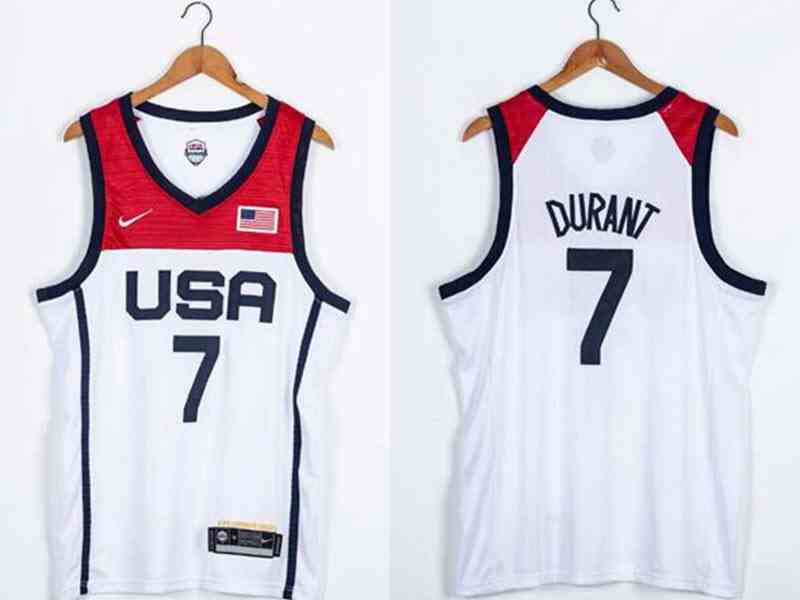 Mens 2021 Nba Usa #7 Kevin Durant White Olympic Edition Nike Jersey