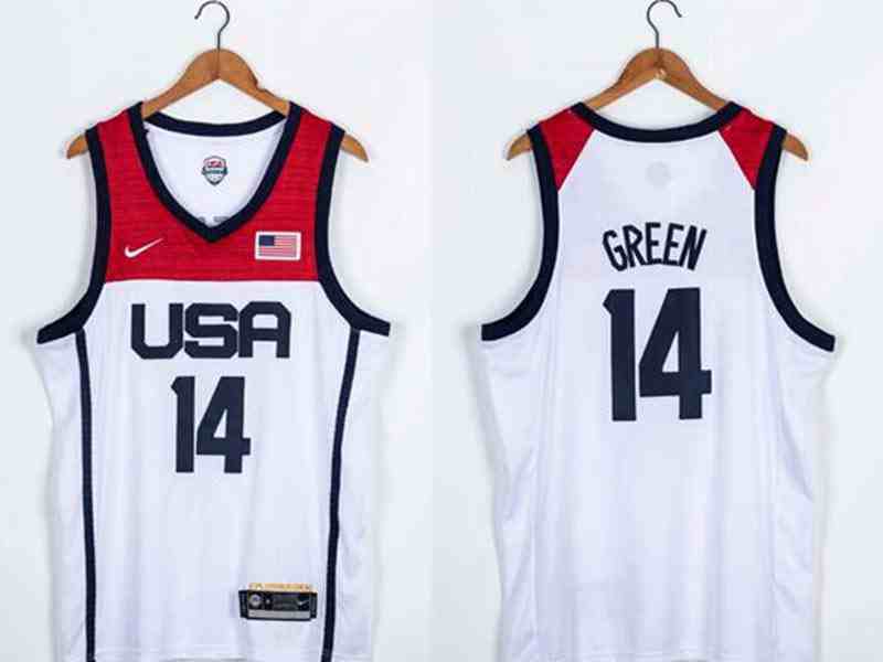 Mens 2021 Nba Usa #14 Draymond Green White Olympic Edition Nike Jersey