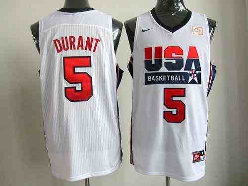 Nike Team USA #5 Kevin Durant White 2012 USA Basketball Retro Stitched NBA Jersey