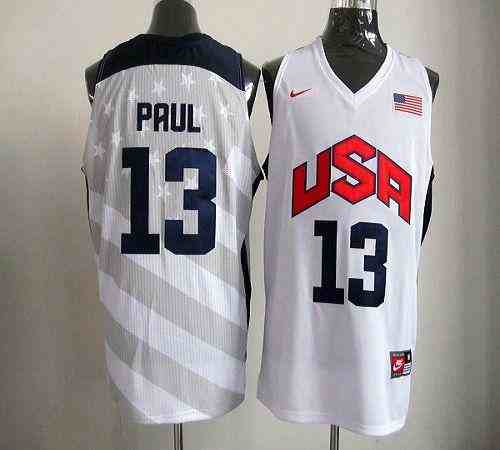 Nike 2012 Olympics Team USA #13 Chris Paul White Stitched NBA Jersey