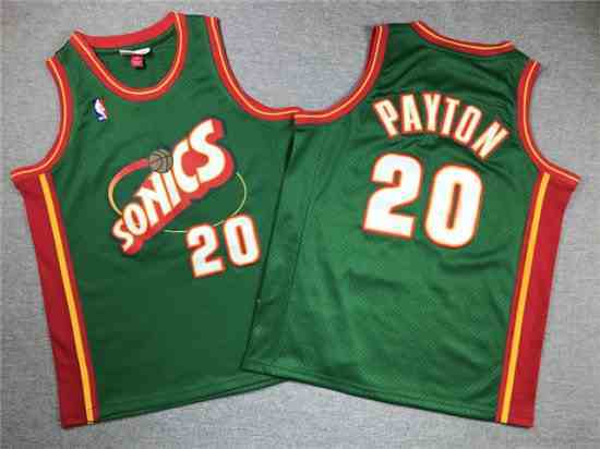 Youth Seattle SuperSonics #20 Gary Payton 1995-96 Green Hardwood Classics Jersey