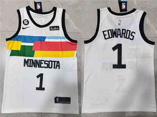 Minnesota Timberwolves #1 Anthony Edwards 2022-23 White City Edition Swingman Jersey