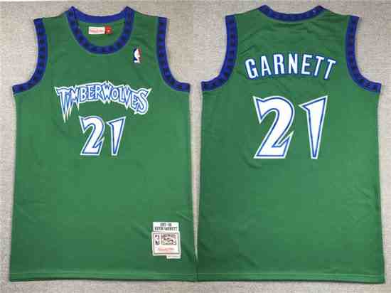 Minnesota Timberwolves #21 Kevin Garnett 1997-98 Green Hardwood Classics Jersey