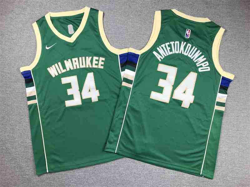 Youth Milwaukee Bucks #34 Giannis AntetokounmpoGreen Swingman Jersey