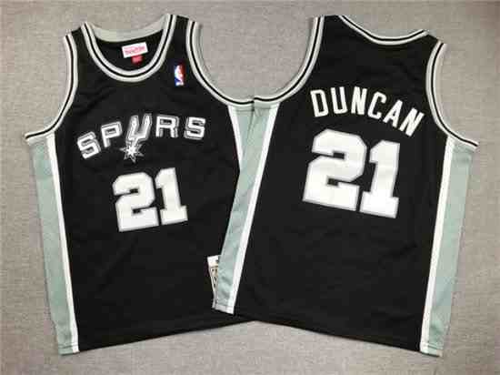 Youth San Antonio Spurs #21 Tim Duncan 1998-99 Black Hardwood Classics Jersey