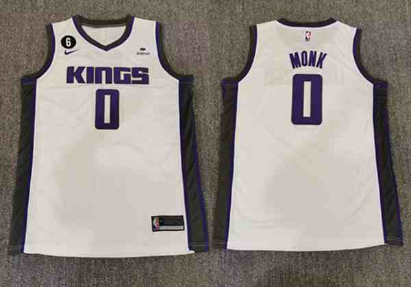 Men's Sacramento Kings #0 Malik Monk White Stitched Jersey