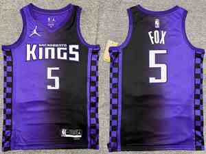 Mens Nba Sacramento Kings #5 De'aaron Fox Purple Jordan Jersey