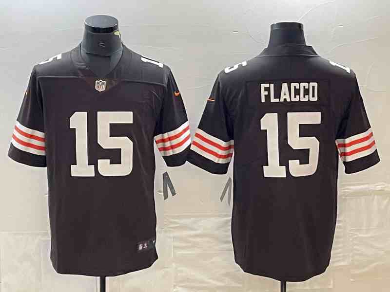 Men's Cleveland Browns #15 Joe Flacco Brown Vapor Untouchable Limited Stitched NFL Jersey