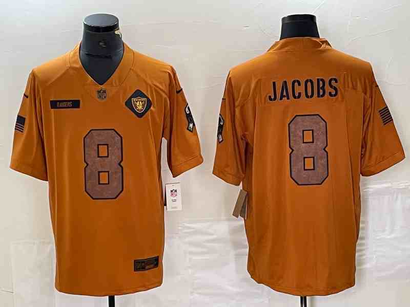 Men's Las Vegas Raiders #8  Josh Jacobs 2023 Brown Salute To Service Limited Stitched Football Jersey