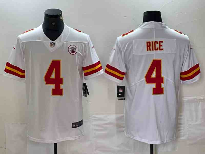 Men’s Kansas City Chiefs #4 Rashee Rice White Vapor Untouchable Limited Stitched Football Jersey