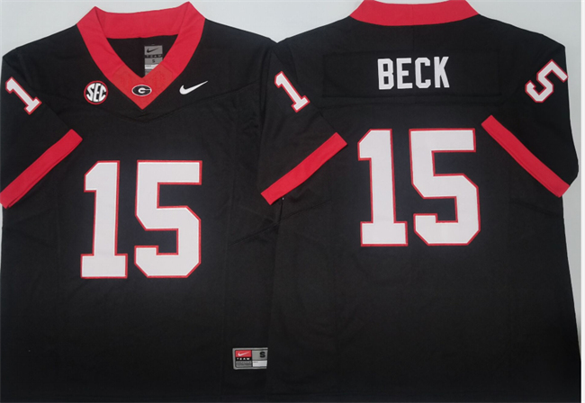 Men's Georgia Bulldogs #15 Carson Beck Black 2024 F.U.S.E Stitched Jersey