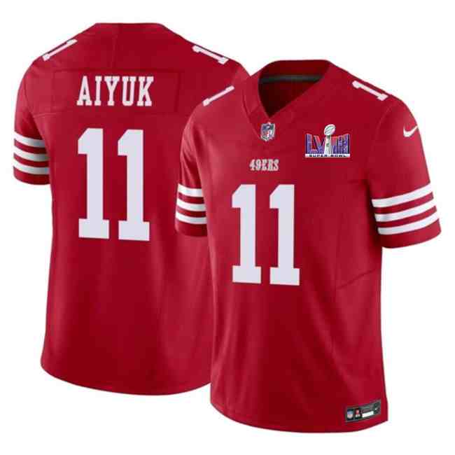 Men's San Francisco 49ers #11 Brandon Aiyuk Red F.U.S.E. Super Bowl LVIII Patch Vapor Untouchable Limited Stitched Football Jersey