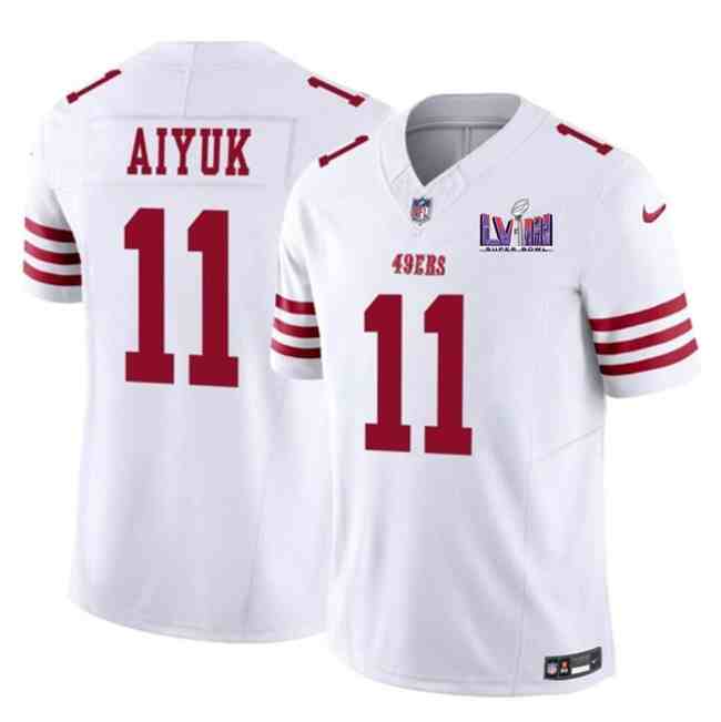 Men's San Francisco 49ers #11 Brandon Aiyuk White F.U.S.E. Super Bowl LVIII Patch Vapor Untouchable Limited Stitched Football Jersey