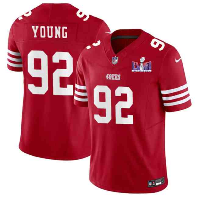 Men's San Francisco 49ers #92 Chase Young Red F.U.S.E. Super Bowl LVIII Patch Vapor Untouchable Limited Stitched Football Jersey