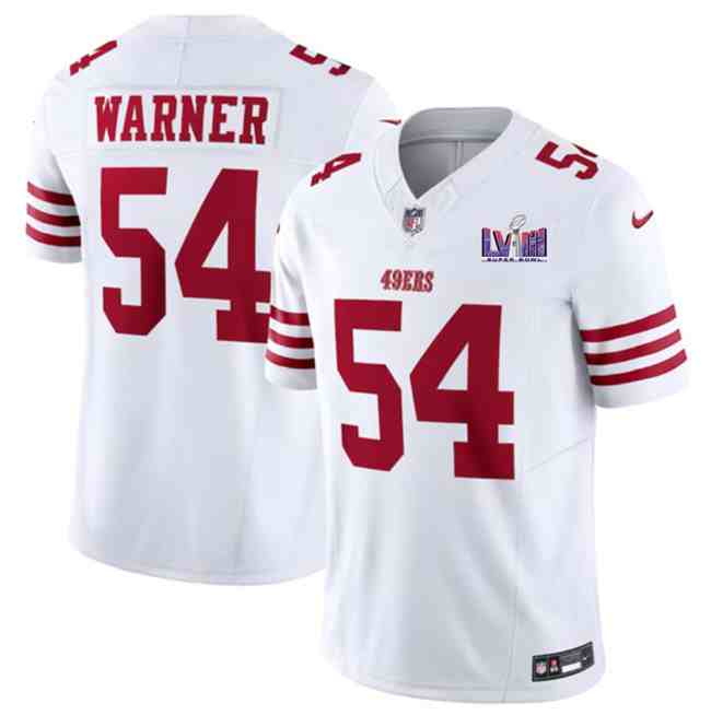 Men's San Francisco 49ers #54 Fred Warner White F.U.S.E. Super Bowl LVIII Patch Vapor Untouchable Limited Stitched Football Jersey