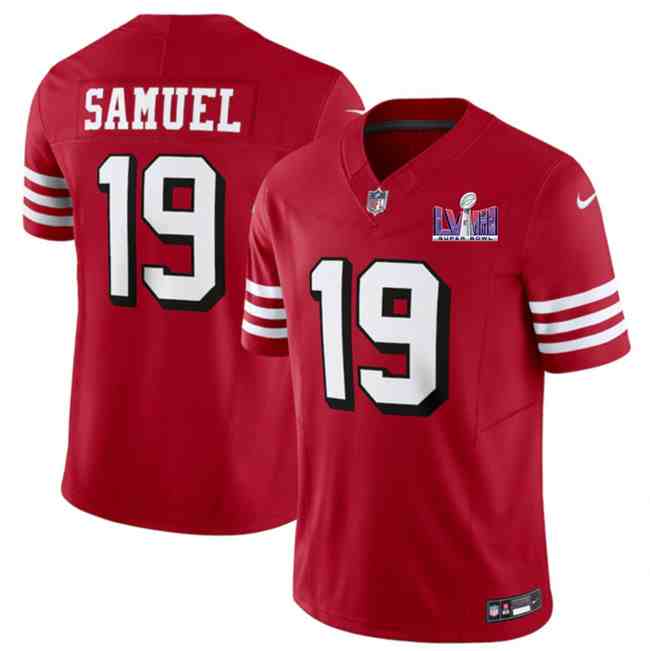 Men's San Francisco 49ers #19 Deebo Samuel New Red F.U.S.E. Super Bowl LVIII Patch Vapor Untouchable Limited Stitched Football Jersey