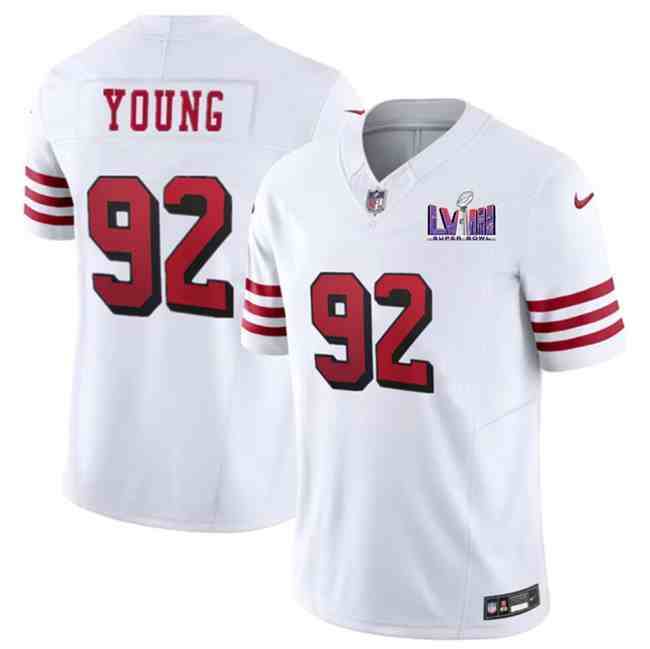 Men's San Francisco 49ers #92 Chase Young New White F.U.S.E. Super Bowl LVIII Patch Vapor Untouchable Limited Stitched Football Jersey