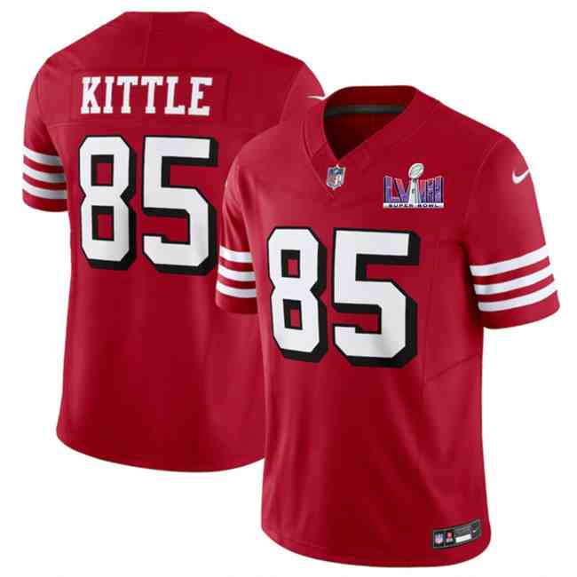 Men's San Francisco 49ers #85 George Kittle New Red F.U.S.E. Super Bowl LVIII Patch Vapor Untouchable Limited Stitched Football Jersey