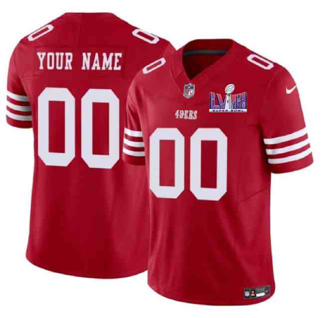 Men's San Francisco 49ers Active Player Custom Red F.U.S.E. Super Bowl LVIII Patch Vapor Untouchable Limited Stitched Football Jersey