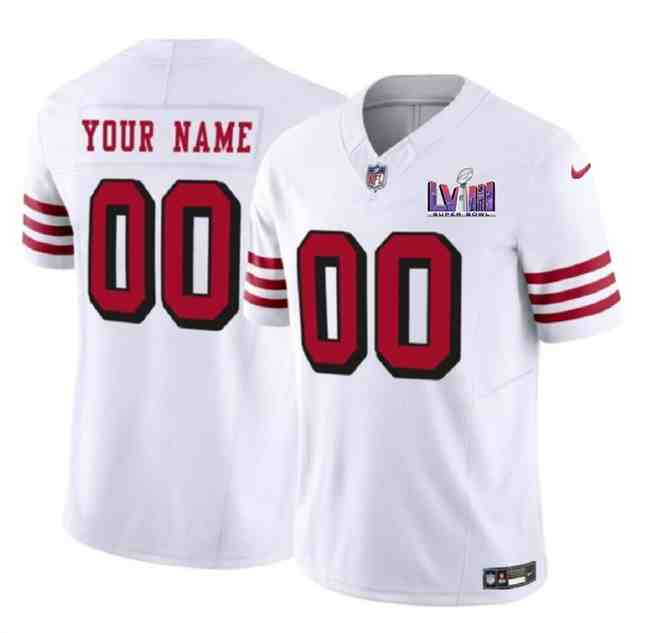 Men's San Francisco 49ers Active Player Custom New White F.U.S.E. Super Bowl LVIII Patch Vapor Untouchable Limited Stitched Football Jersey