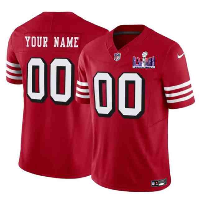Men's San Francisco 49ers Active Player Custom New Red F.U.S.E. Super Bowl LVIII Patch Vapor Untouchable Limited Stitched Football Jersey