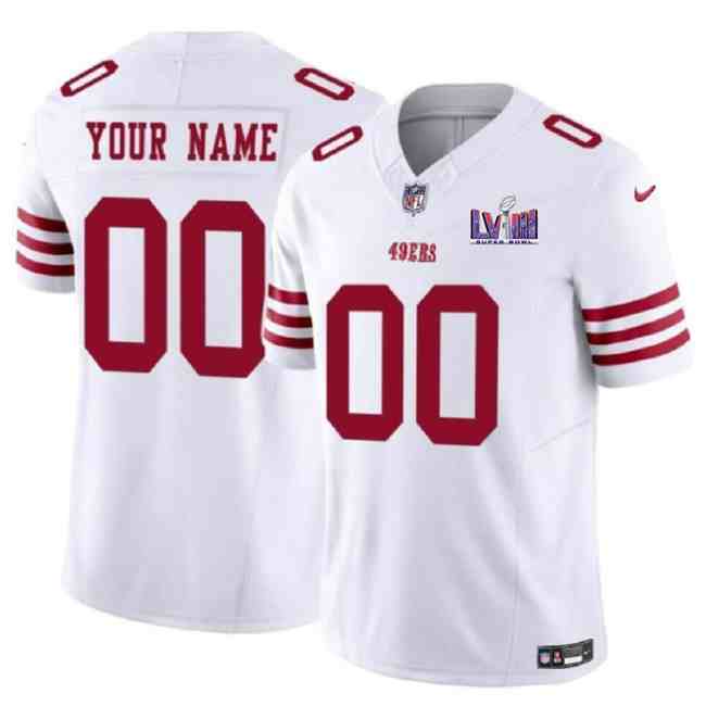 Men's San Francisco 49ers Active Player Custom White F.U.S.E. Super Bowl LVIII Patch Vapor Untouchable Limited Stitched Football Jersey