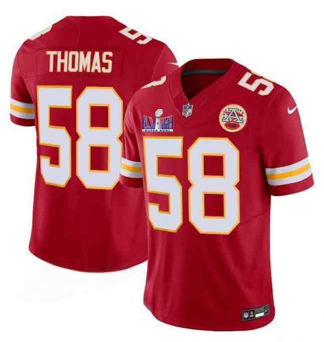 Men's Kansas City Chiefs #58 Derrick Thomas Red F.U.S.E. Super Bowl LVIII Patch Vapor Untouchable Limited Stitched Football Jersey