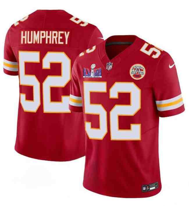 Men's Kansas City Chiefs #52 Creed Humphrey Red F.U.S.E. Super Bowl LVIII Patch Vapor Untouchable Limited Stitched Football Jersey
