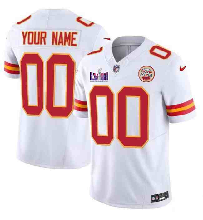 Men’s Kansas City Chiefs Active Player Custom White F.U.S.E. Super Bowl LVIII Patch Vapor Untouchable Limited Stitched Football Jersey
