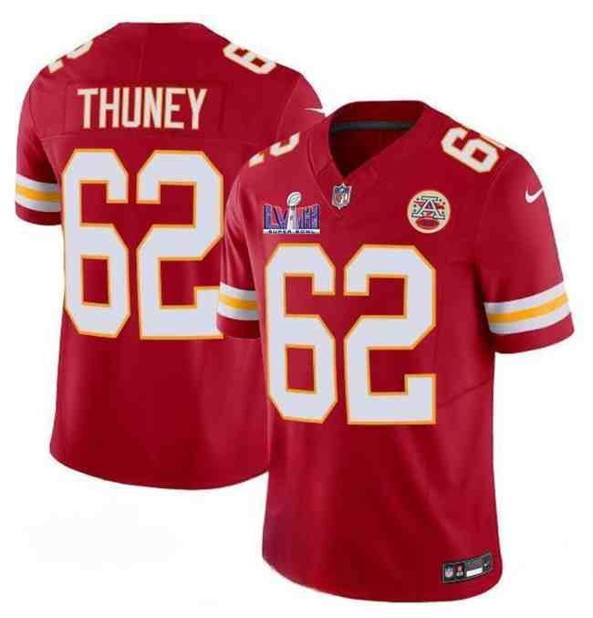 Men's Kansas City Chiefs #62 Joe Thuney Red F.U.S.E. Super Bowl LVIII Patch Vapor Untouchable Limited Stitched Football Jersey