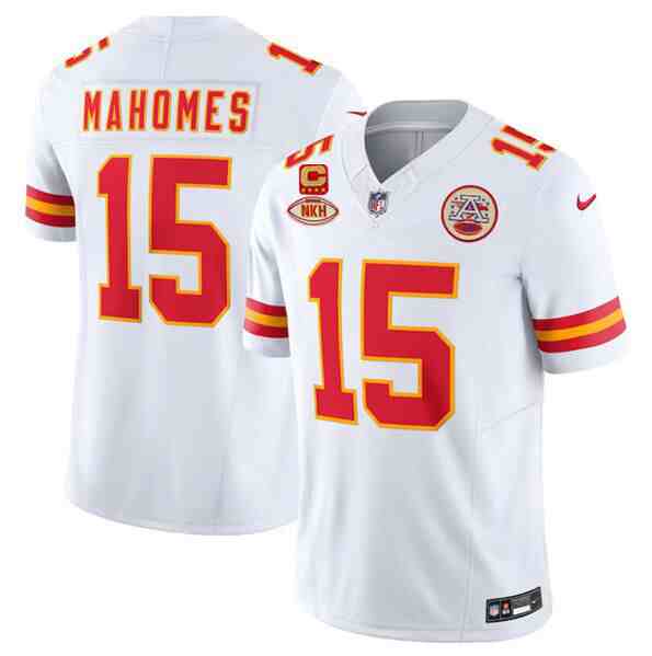 Men’s Kansas City Chiefs #15 Patrick Mahomes White 2024 F.U.S.E. With NKH Patch And 4-Star C Patch Vapor Untouchable Limited Stitched Jersey