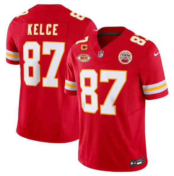 Men’s Kansas City Chiefs #87 Travis Kelce Red 2024 F.U.S.E. With NKH Patch And 4-Star C Patch Vapor Untouchable Limited Stitched Jersey