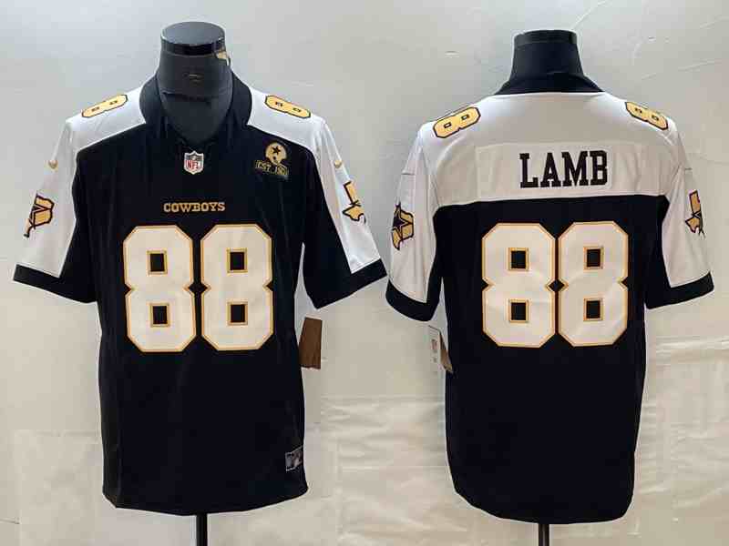 Men's Dallas Cowboys #88 CeeDee Lamb 2023 F.U.S.E. BlackWhite With Established In 1960 Patch Football Stitched Jersey