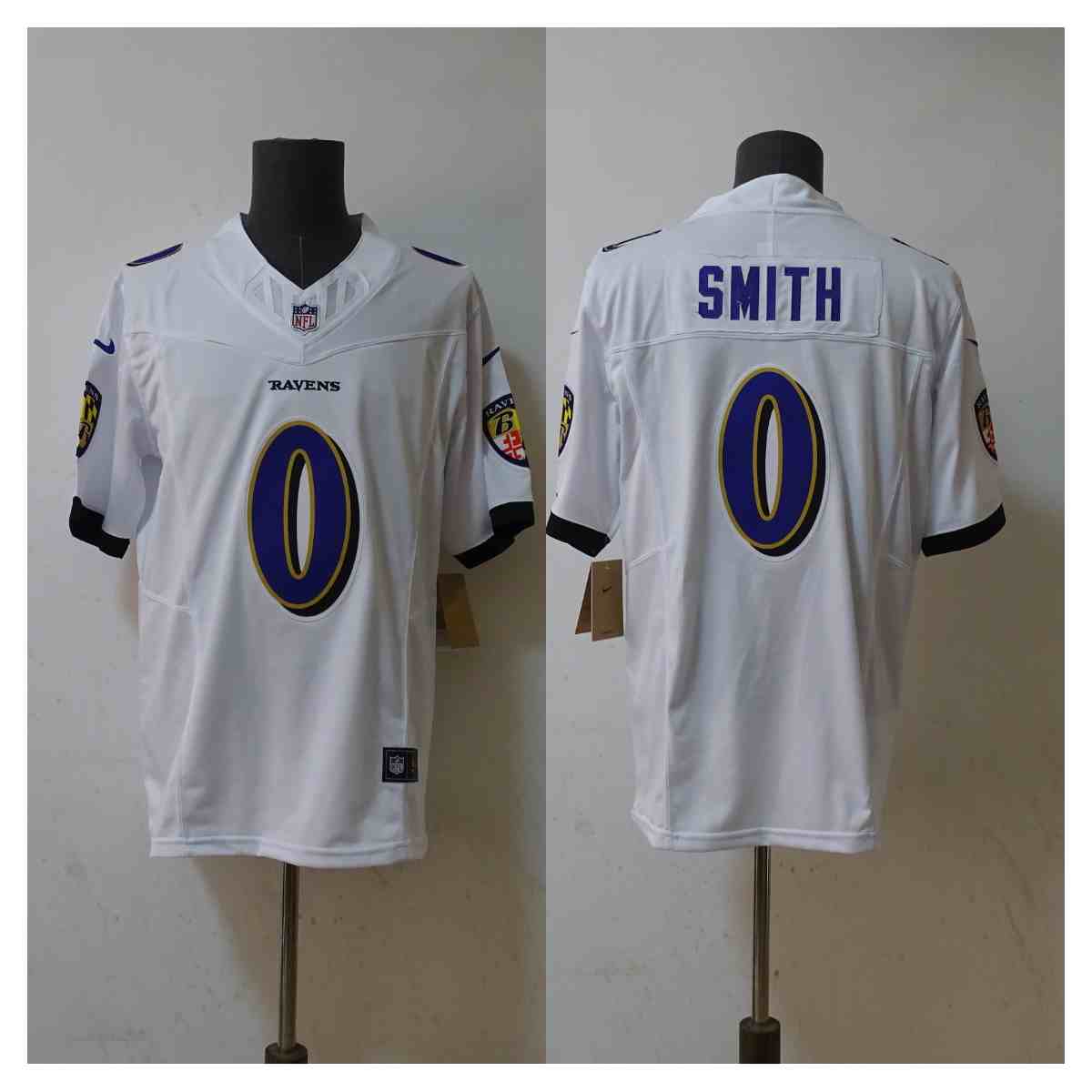 Men's Baltimore Ravens #0 Roquan Smith  White 2023 F.U.S.E. Vapor Untouchable Stitched Jersey
