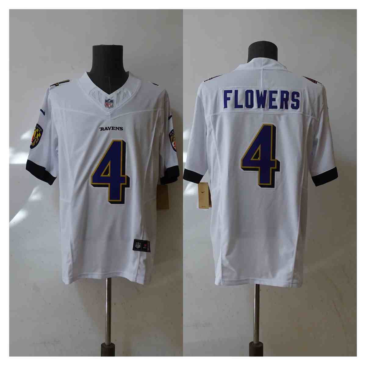 Men's Baltimore Ravens #4 Zay Flowers  White 2023 F.U.S.E. Vapor Untouchable Stitched Jersey