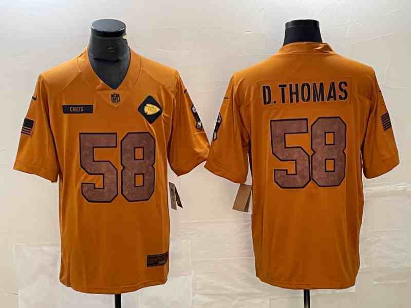 Men’s Kansas City Chiefs #58 Derrick Thomas 2023 Brown Salute To Service Limited Football Stitched Jersey