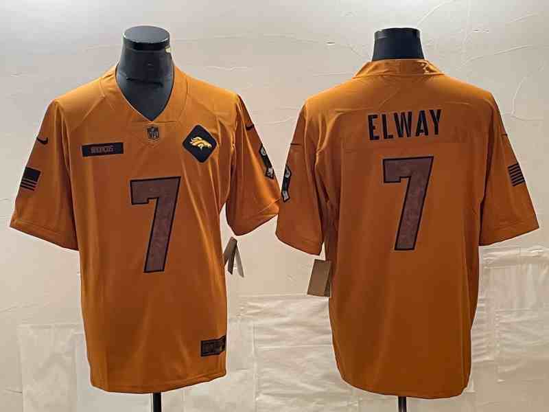 Men's Denver Broncos #7 John Elway 2023 Brown Salute To Service Limited Football Stitched Jersey