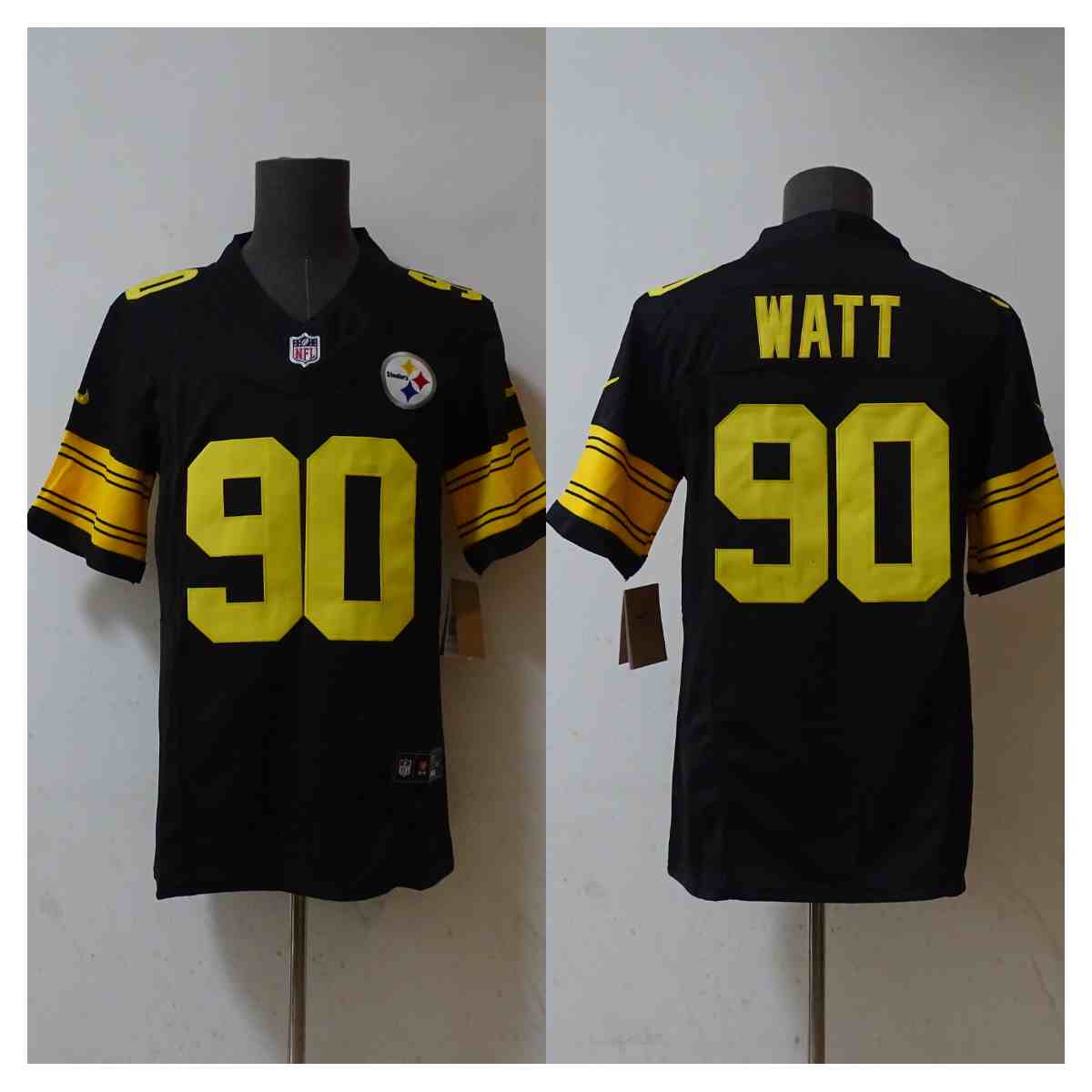 Men's Pittsburgh Steelers #90  T.J. Watt Black 2023 F.U.S.E. Vapor Untouchable Color Rish Limited Jersey