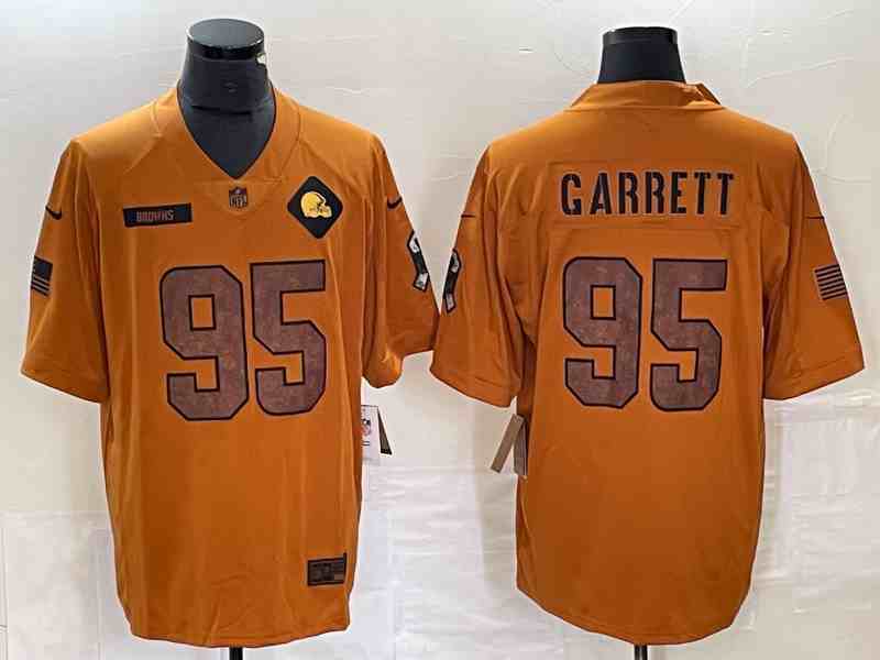 Men's Cleveland Browns #95 Myles Garrett 2023 Brown Salute To Service Limited Football Stitched Jersey