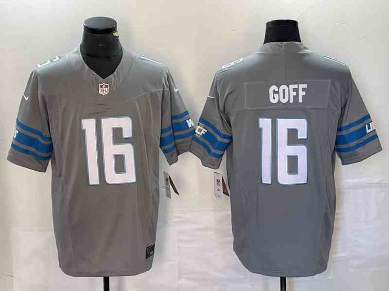 Men's Detroit Lions #16 Jared Goff Gray 2023 F.U.S.E. Vapor Untouchable Limited Stitched Jersey