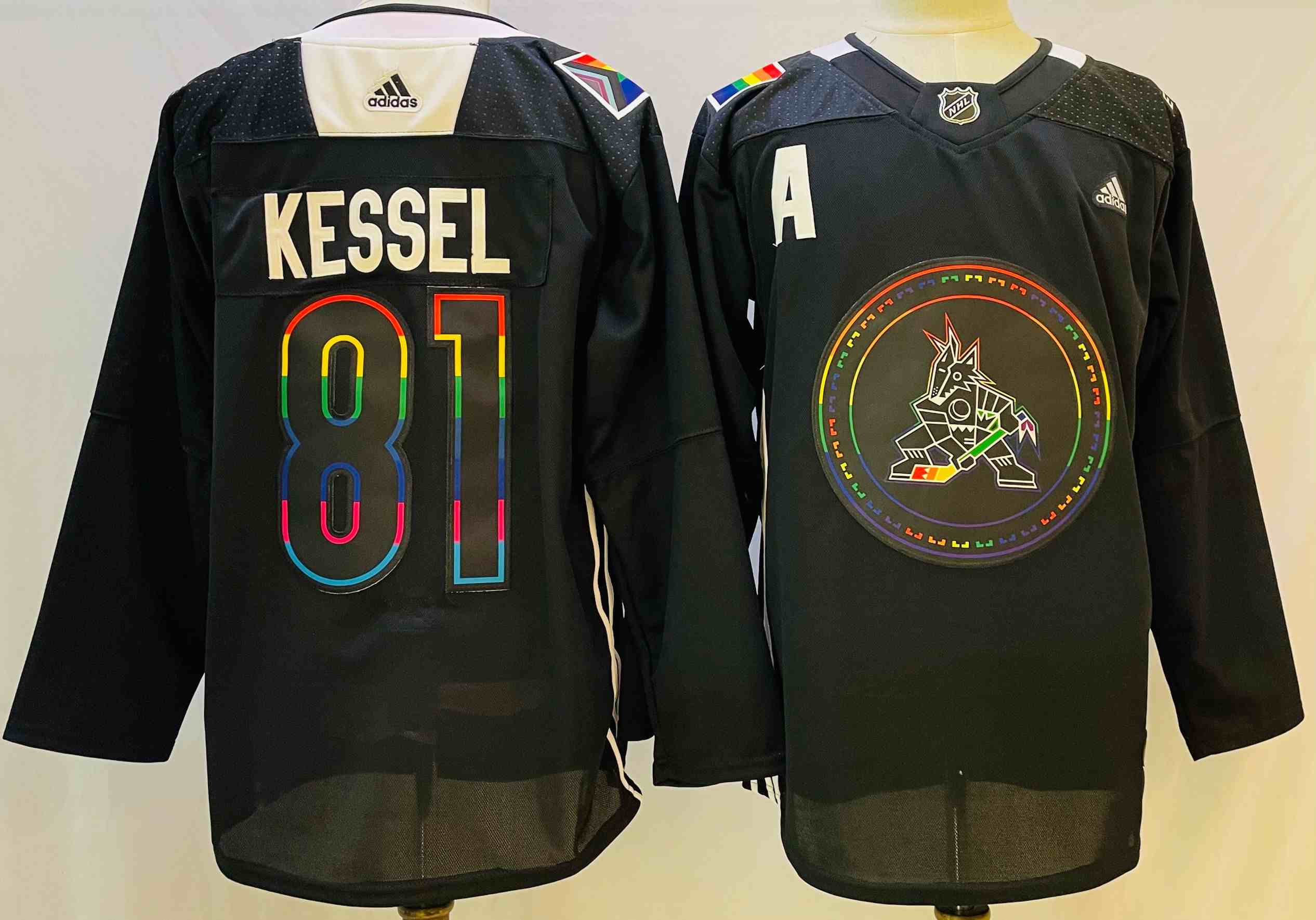 Mens Nhl Arizona Coyotes #81 Phil Kessel Black 2022 Adidas Jersey