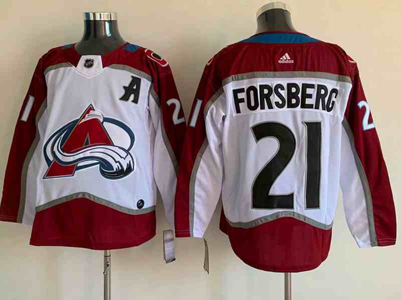 Mens Nhl Colorado Avalanche #21 Peter Forsberg White Adidas Jersey